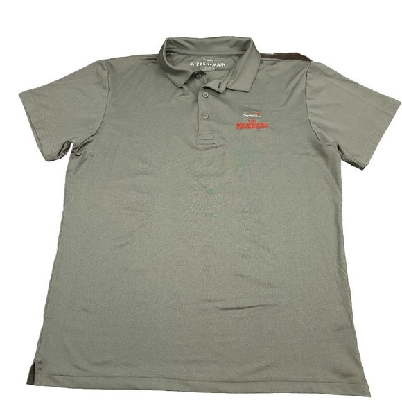 MIZZEN + MAIN Mens L Shirt Polo Performance Golf Gray Short Sleeve Capital One‎ - Picture 1 of 11